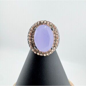 Vintage Lavender & Pink Rhinestone Ring Statement Cocktail Jewelry Bold